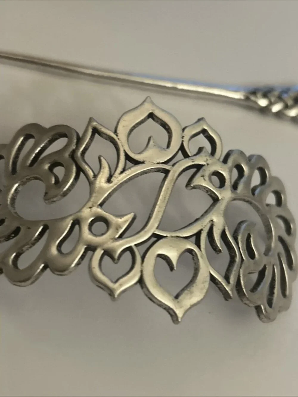 Celtic Hair Barrette Clip Tangled Silver Zinc Alloy Medieval Knot Design Hearts